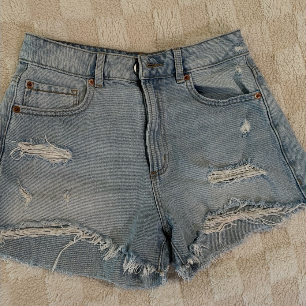 Garage Blue Jean Shorts Distressed High-Waisted